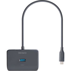 Deltaco HUB203 USB-C USB hub - 4 - USB 3.0 - Zilver
