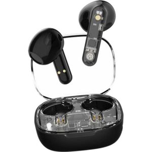 Streetz T150 TWS In-Ear Koptelefoon Transparant - USB-C Oplaadcase - True Wireless Bluetooth 5.2 - Zwart
