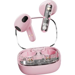 STREETZ T150 In Ear headset Bluetooth Stereo Pink, Transparant Headset, Oplaadbox, Volumeregeling, Touchbesturing