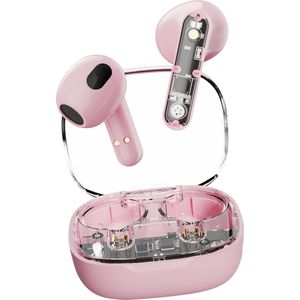 Streetz - T150 TWS - In-Ear Koptelefoon - Transparant/Roze - USB-C Oplaadcase
