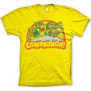 Teenage Mutant Ninja Turtles Heren Tshirt -S- Cowabunga Geel