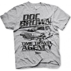 BACK TO THE FUTURE - T-Shirt Doc Brown Time Travel Agency - Grey (XL)