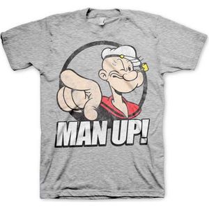 Popeye - Man Up! Heren Tshirt - S - Grijs