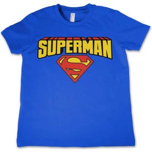 DC Comics Superman Kinder Tshirt -XS- Blockletter Logo Blauw