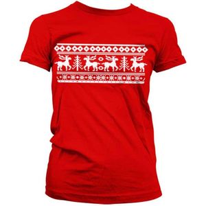 Dames Fun Tshirt -L- Scandinavian Christmas Rood