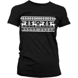 Dames Fun Tshirt -XL- Scandinavian Christmas Zwart