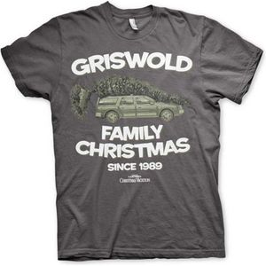 National Lampoon's Christmas Vacation Heren Tshirt -S- Griswold Family Christmas Grijs