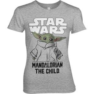 Star Wars Dames Tshirt- The Mandalorian - Mandalorian Child Grijs