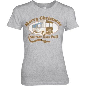 National Lampoon's Christmas Vacation Dames Tshirt -S- Shitter Was Full Grijs