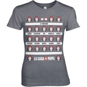 La Casa De Papel Dames Tshirt -XL- La Casa De Papel Grijs