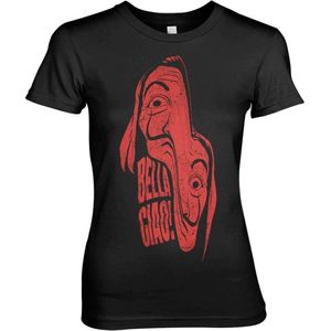 La Casa De Papel Dames Tshirt -XL- Warped Mask Zwart