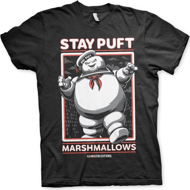 Ghostbusters Heren Tshirt- Stay Puft Marshmallows Zwart