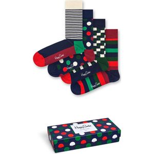 Happy Socks - Holiday Big Dot Gift Box - Sokken - Blauw Groen Rood Wit - 4 Paar