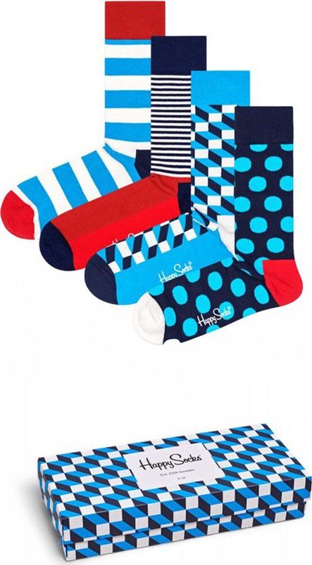 Happy Socks - Filled Optic Gift Box - Unisex Sokken - Multicolor - Natuurlijke Materialen