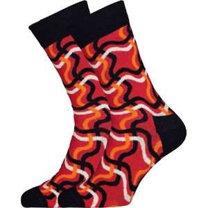 Happy Socks - Squiglly Sock - Rood met Blauw - Sokken