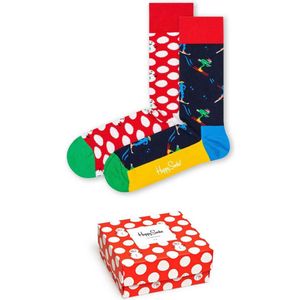 Happy Socks - Giftset - Sokken - Rood - Donkerblauw - Wintersport Thema