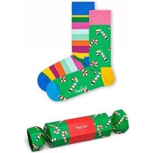 Happy Socks Christmas Cracker Candy Cane Gift Box (2-pack), unisex sokken in cadeauverpakking