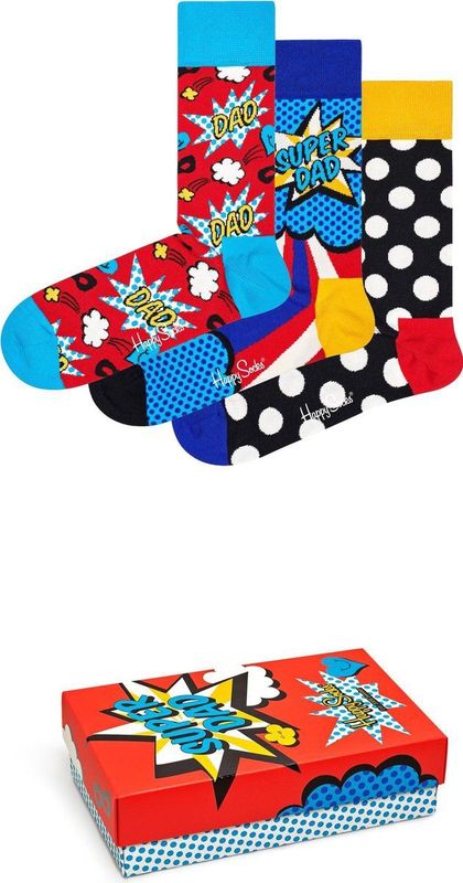 Happy Socks - 3-Pack Super Dad Socks - Multicolor - Katoen