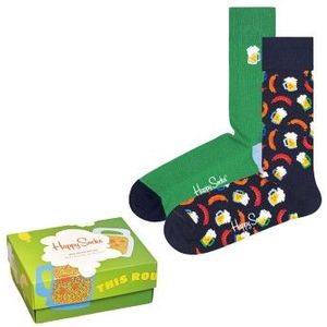 Happy Socks - Beers Gift Set - Huissokken - Groente-Blauw-Oranje - 2 Paar