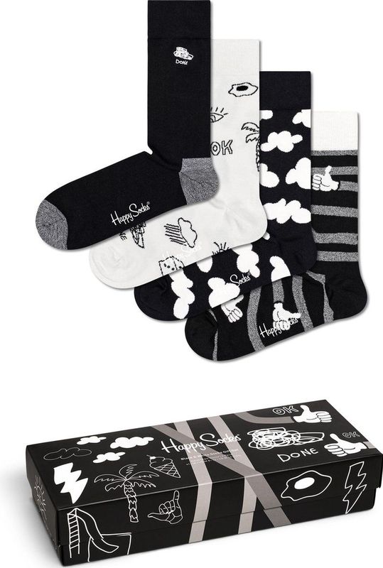 Happy Socks - Black And White Socks Gift Set - Sokken - Unisex - 4-pack