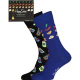 Happy Socks - Friday Night - Sokken - Blauw, Zwart, Rood, Wit, Geel - 2 Stuks