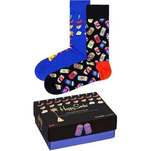 Happy Socks - Friday Night - Sokken - Blauw, Zwart, Rood, Wit, Geel - 2 Stuks
