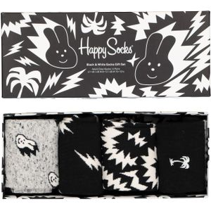 Happy Socks - Black & White Socks Gift Set - 4-Pack - Zwart met Wit - Unisex