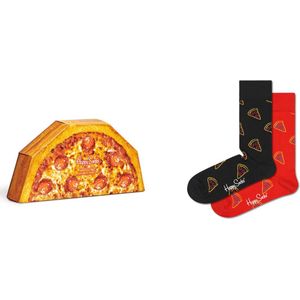 Happy Socks - Pizza Socks Gift Set - Rood en Zwart - Unisex - 2 Paar Sokken