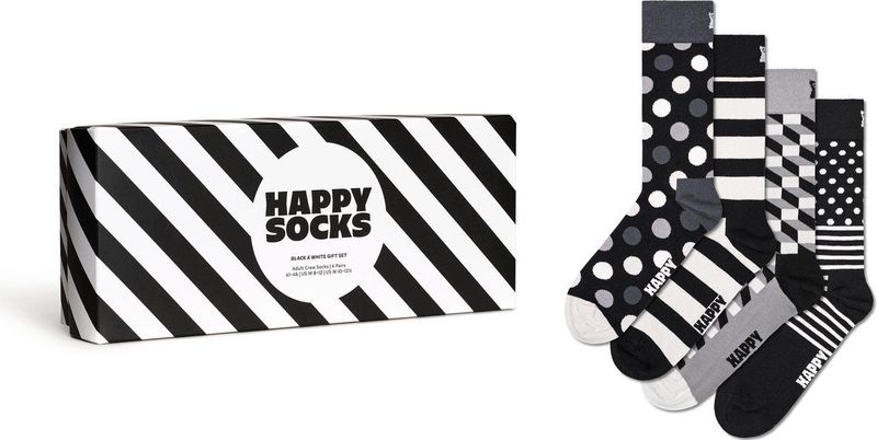 Happy Socks Classic Black & White Socks Gift Set (4-pack) - Unisex