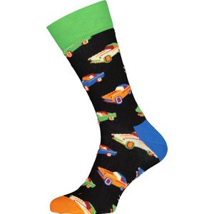 Happy Socks Car Sock - zwart met autootjes - Unisex