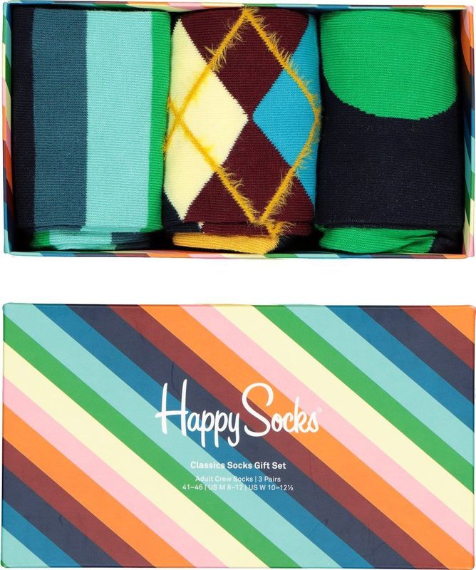 Happy Socks - Huissokken - Kleurig - Natuurlijke Materialen - 3 Paar