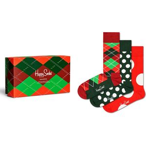 Happy Socks - Holiday Classics Gift Set - Unisex - Rood Groen Wit - 3 Paar Sokken