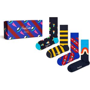 Happy Socks - Navy Socks Gift Set - Unisex Sokken - 4-pack - Cadeauverpakking
