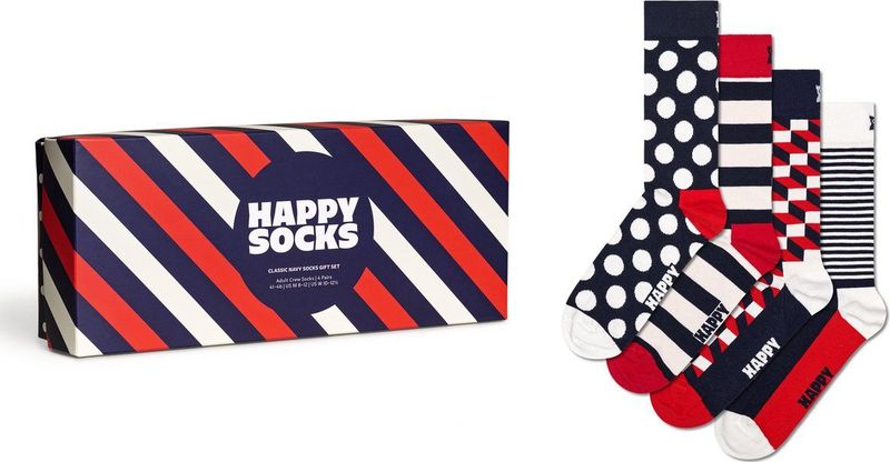 Happy Socks - Stripe & Dots - Giftbox - 4 Paar - Kleurige Sokken