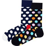 Happy Socks - Classic Big Dots - Huissokken - Navy - 2-Pack