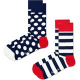 Happy Socks - Classic Big Dots - Huissokken - Navy - 2-Pack
