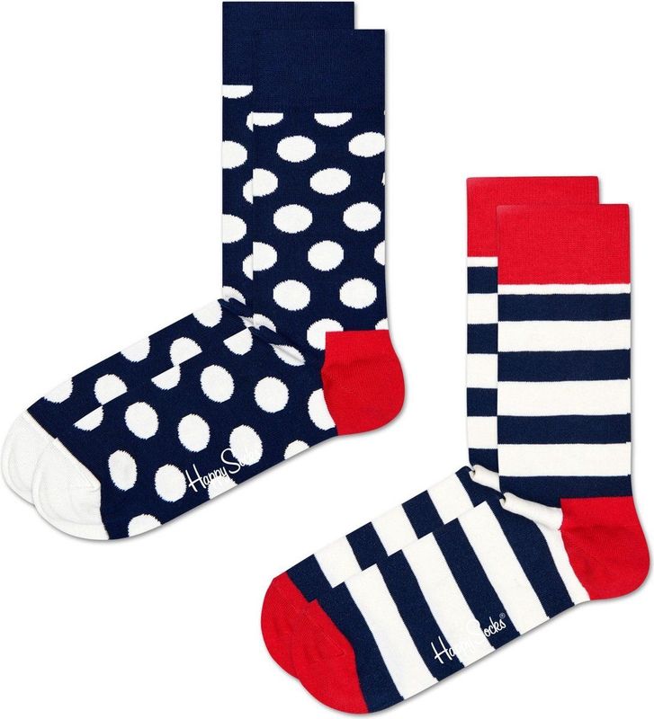 Happy Socks - 2-Pack Classic Big Dots - Huissokken - Navy