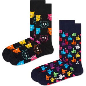 Happy Socks Kleurrijke en Leuke Sokken 2-Pack Classic Cat Socks Maat 41-46