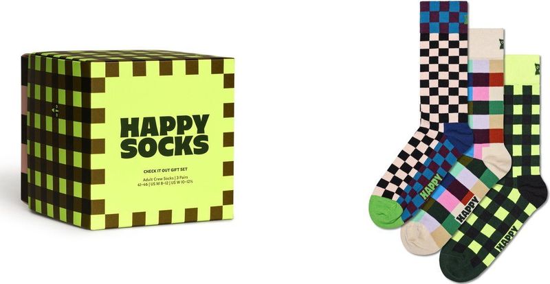 Happy Socks - Check It Out - Sokken - Unisex - 3-pack in Cadeauverpakking