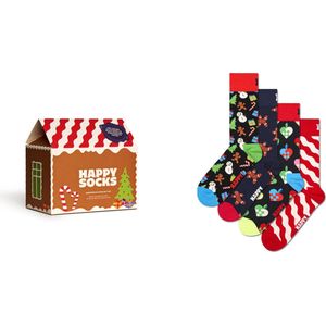 Happy Socks Gingerbread House Socks Gift Set (4-pack), unisex sokken in cadeauverpakking - Unisex - Maat: 36-40