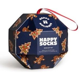 Happy Socks Gingerbread Cookies Gift Set Marine gemustert Modal Gr 41/46