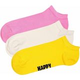 Happy Socks Lage sokken 3 paar - katoenen sokken - Solids Collection - roze, wit en geel, 3-Pack Solid Low Pink White Yellow, 4146 EU