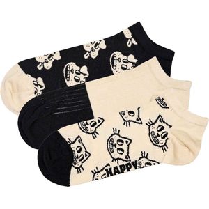 Happy Socks 3-pack sneakersokken pets zwart & wit unisex
