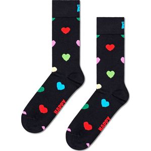 Happy Socks - Heart - Huissokken - Zwart - Met Rode Hartenpatroon