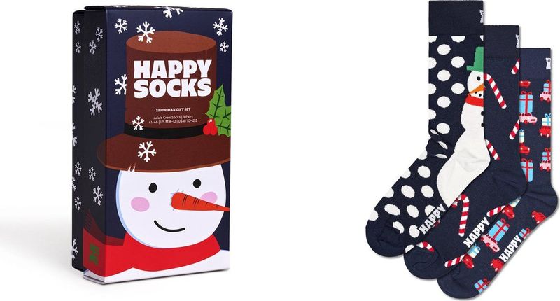 Happy Socks giftbox 3P sokken holiday navy blauw - 41-46