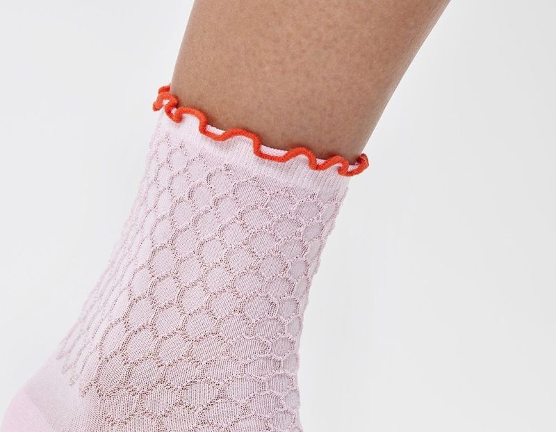 Happy Socks - Structure Slinky 1/4 Crew - Huissokken - Roze