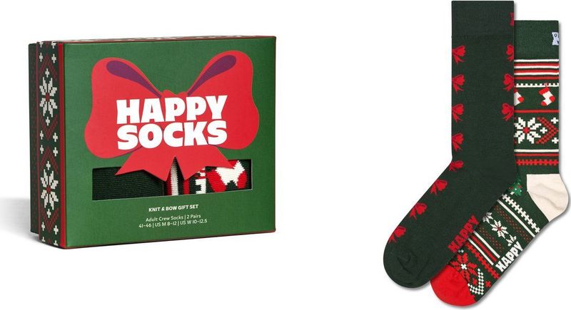Happy Socks - 2-Pack Knit And Bow Socks Gift Set - Groen - Sokken