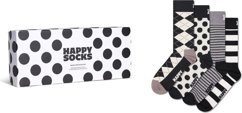 Happy Socks - 4-Pack Black And Whites Gift Set - Sokken - Wit - Unisex