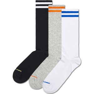 Happy Socks - 3-Pack Solid Sneakers - Enkelsokken - Zwart Grijs Wit