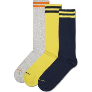 Happy Socks - 3-Pack Solid Sneakers - Grijs Geel Zwart - Enkelsokken